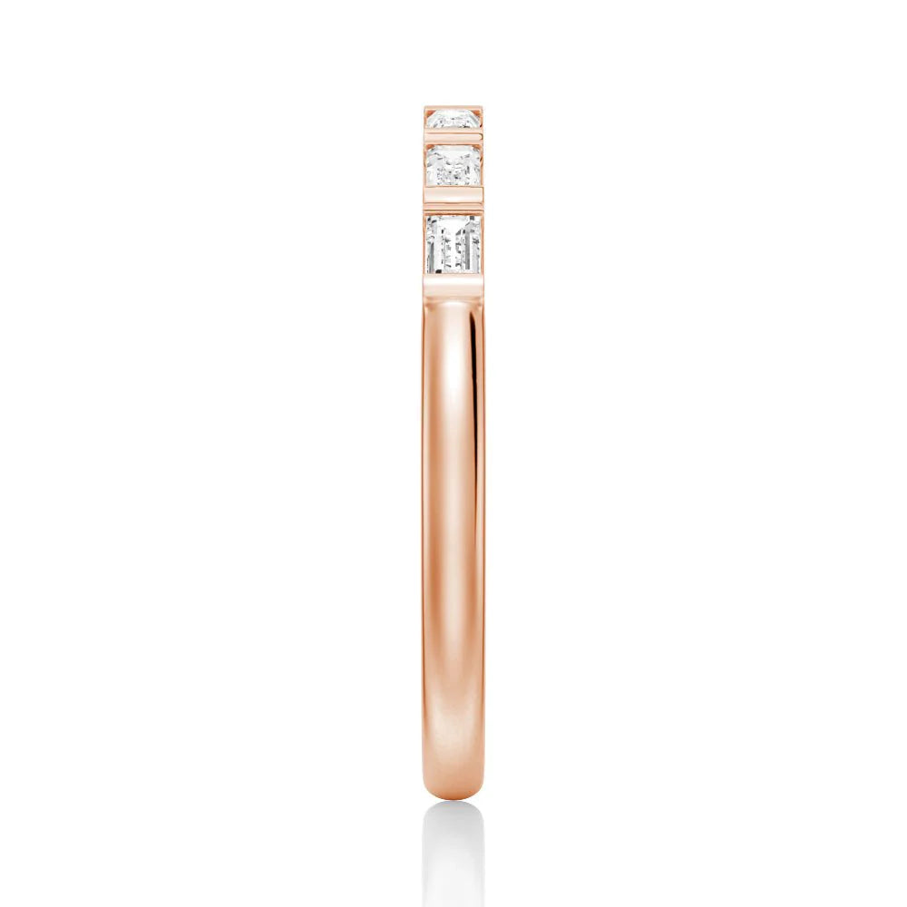 Baguette Cut Tension Set Moissanite Wedding Band – Modern Elegant Ring