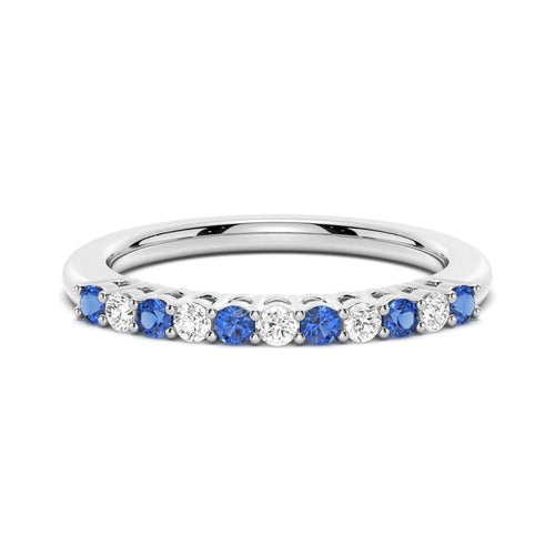 Half Eternity Ring with Blue and White Sapphires