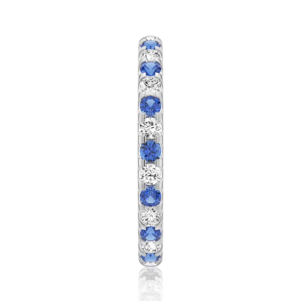 Elegant Bridal Band with Blue and White Sapphires
