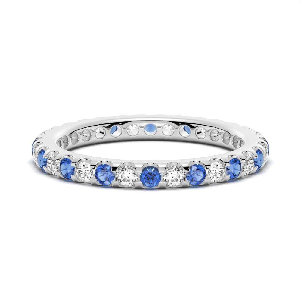 Blue and White Sapphire Eternity Band