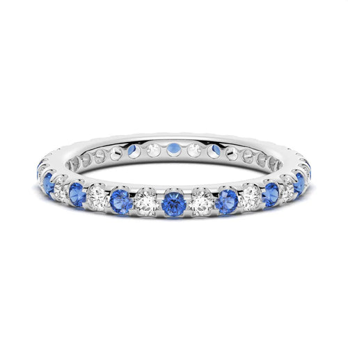 Blue and White Sapphire Eternity Band