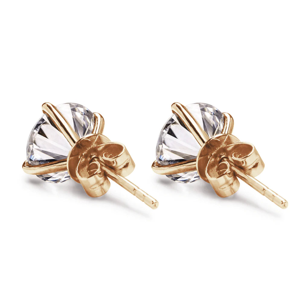 Brilliant 4-Prong Moissanite Stud Earrings – Silver & Gold Options