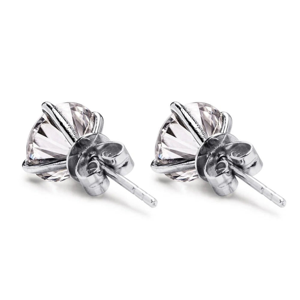 Brilliant 4-Prong Moissanite Stud Earrings – Silver & Gold Options