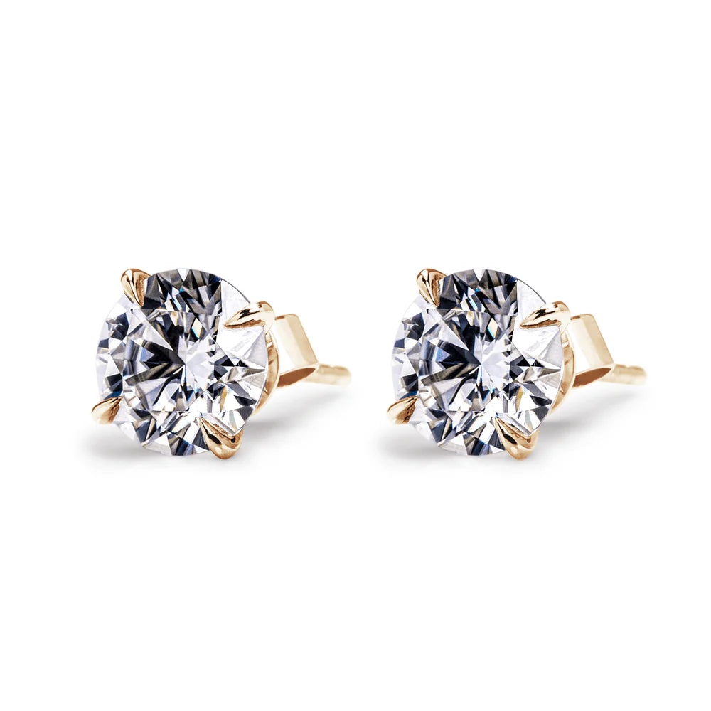 Brilliant 4-Prong Moissanite Stud Earrings – Silver & Gold Options
