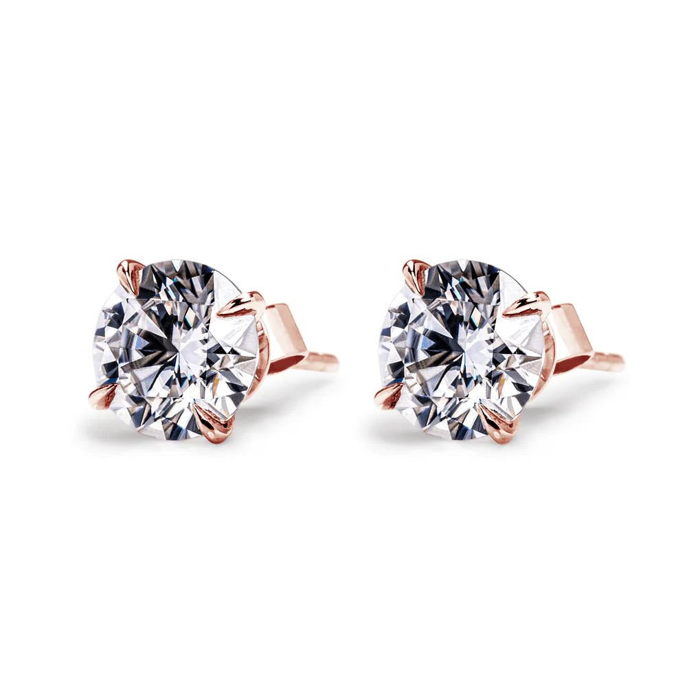 Brilliant 4-Prong Moissanite Stud Earrings – Silver & Gold Options