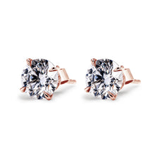 Load image into Gallery viewer, Brilliant 4-Prong Moissanite Stud Earrings – Silver &amp; Gold Options