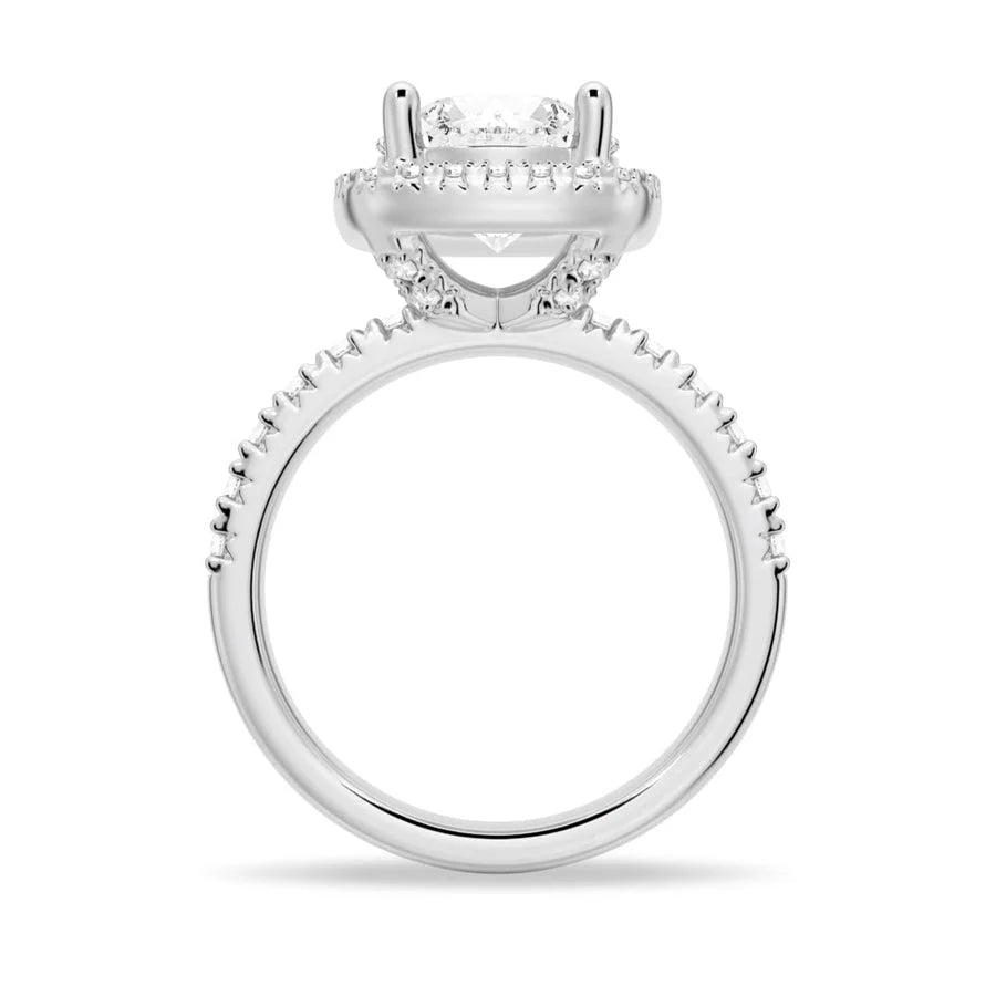 Side View of Halo Moissanite Engagement Ring