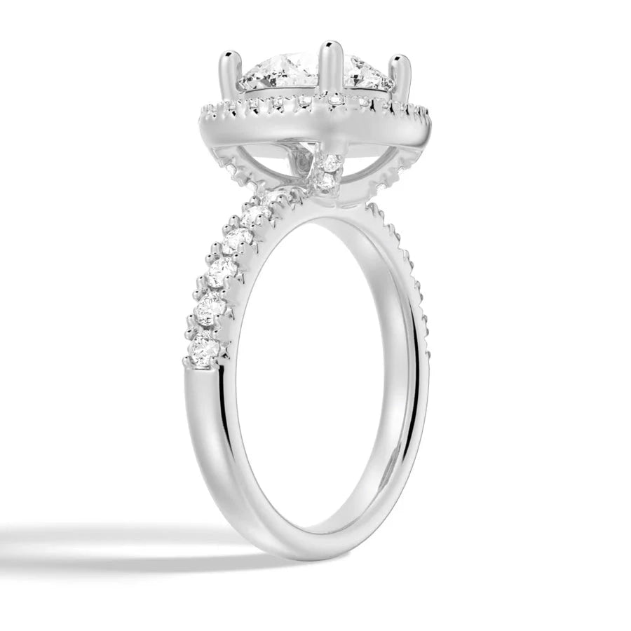 Elegant Silver Halo Moissanite Ring