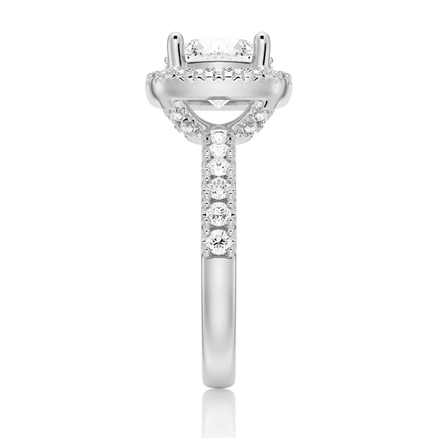 Sparkling Round Moissanite with Accent Stones