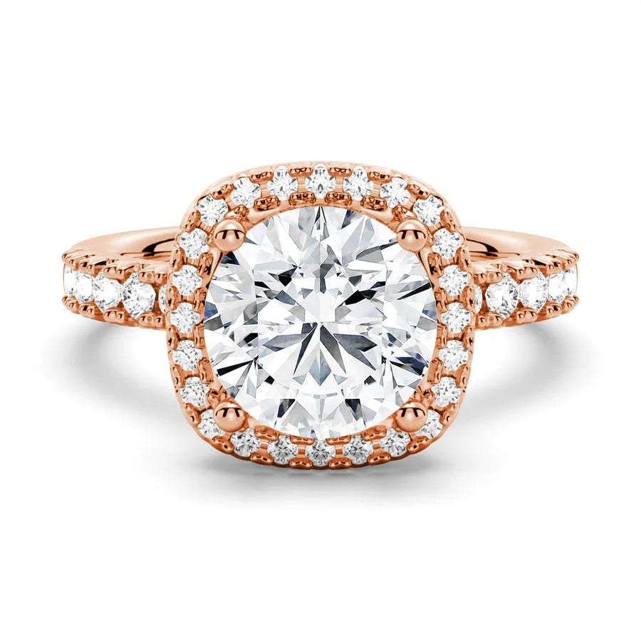 Halo Moissanite Ring in 14K Gold