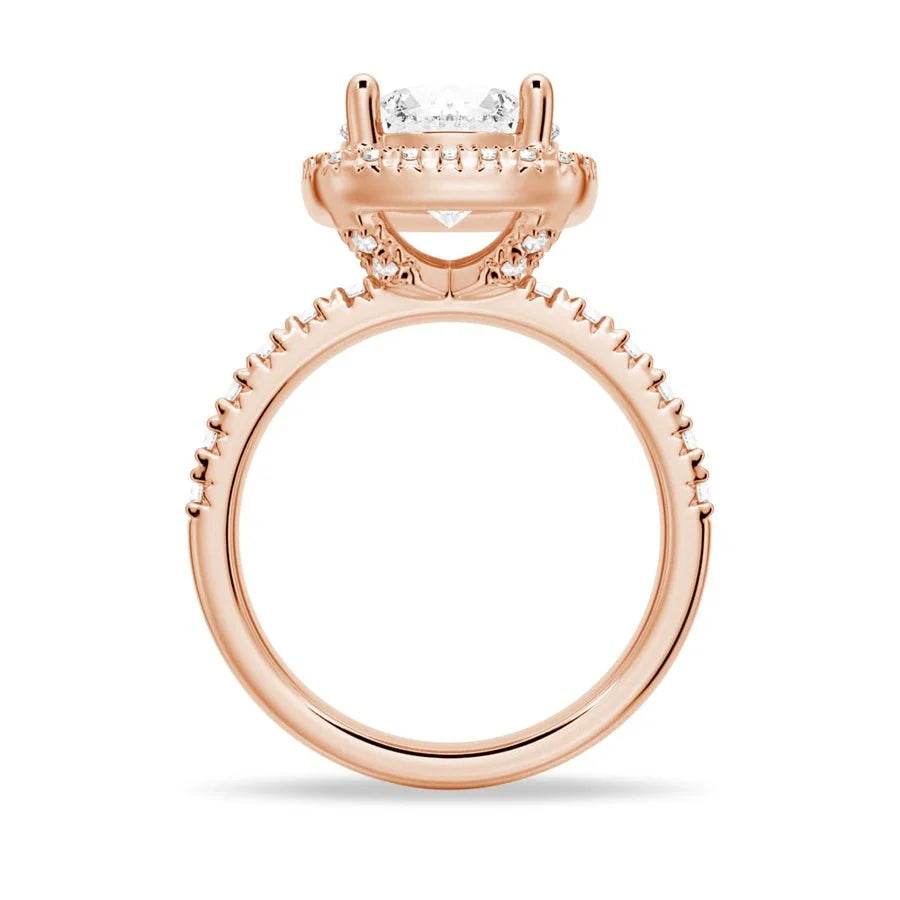 Brilliant Halo Round Moissanite Engagement Ring | TKEANAAL