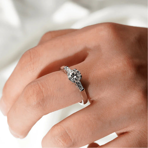 Solitaire Engagement Ring with Accent Diamonds
