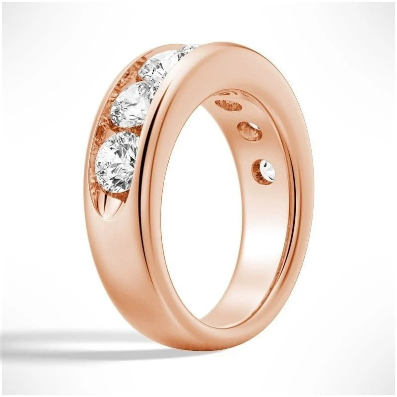 Channel Set Moissanite Men’s Wedding Band – Silver, Gold or Platinum Ring