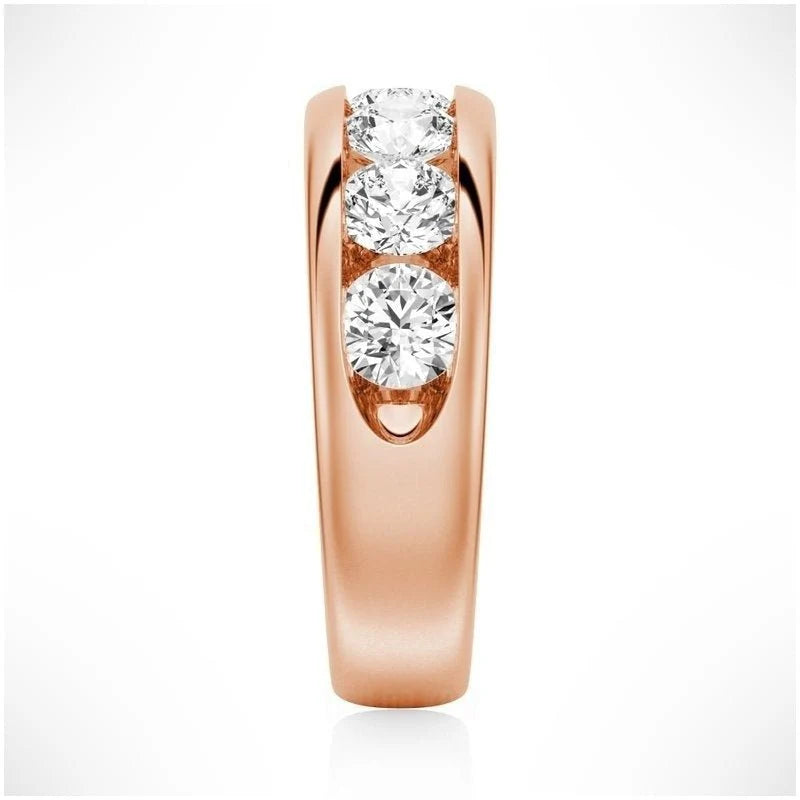 Channel Set Moissanite Men’s Wedding Band – Silver, Gold or Platinum Ring