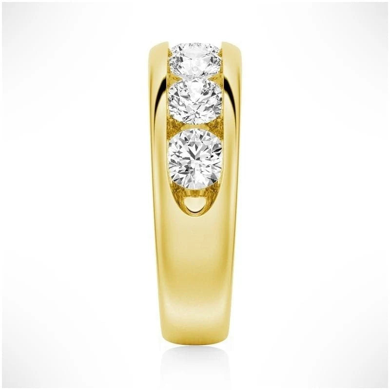 Channel Set Moissanite Men’s Wedding Band – Silver, Gold or Platinum Ring