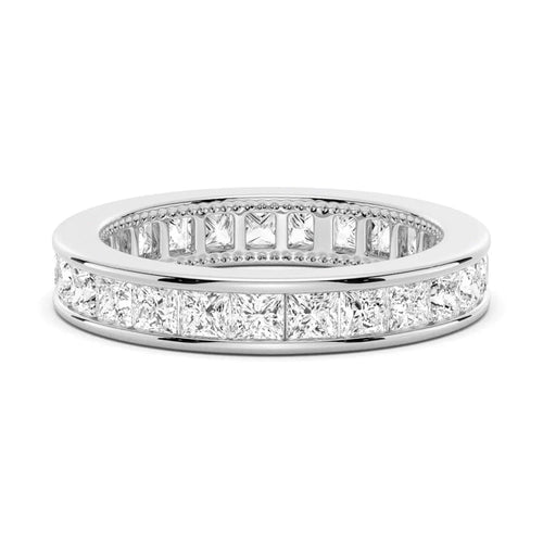 Channel-Set Princess-Cut Moissanite Ring Eternity Wedding Band - Total Weight 2.48 CT - S925 Silver / 10K Gold / 14K Gold / 18K Gold / Platinum