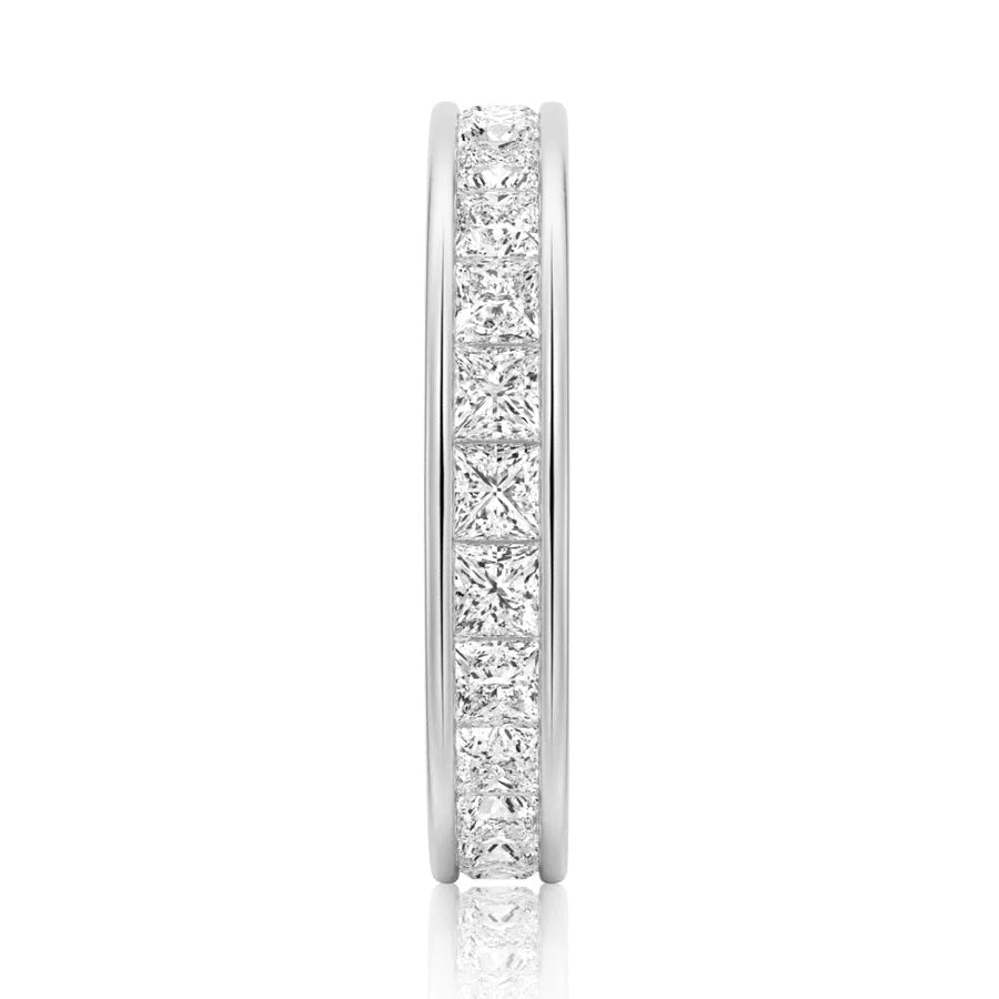 Channel-Set Princess-Cut Moissanite Ring Eternity Wedding Band - Total Weight 2.48 CT - S925 Silver / 10K Gold / 14K Gold / 18K Gold / Platinum