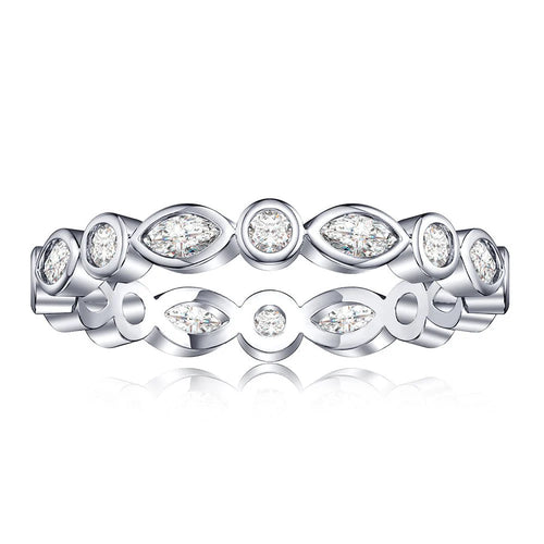 925 Silver Moissanite Bridal Ring Band Side View