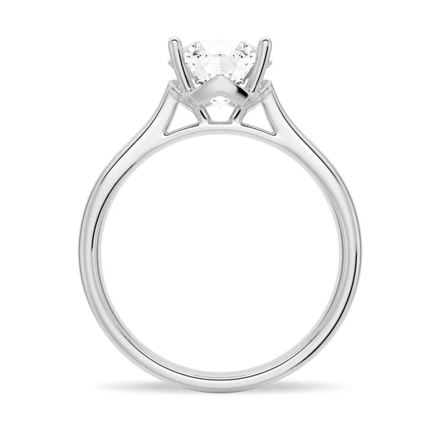 Solitaire Moissanite Ring on Hand – Side Angle