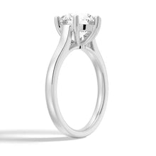 Load image into Gallery viewer, Side View of Cathedral Style Moissanite Ring