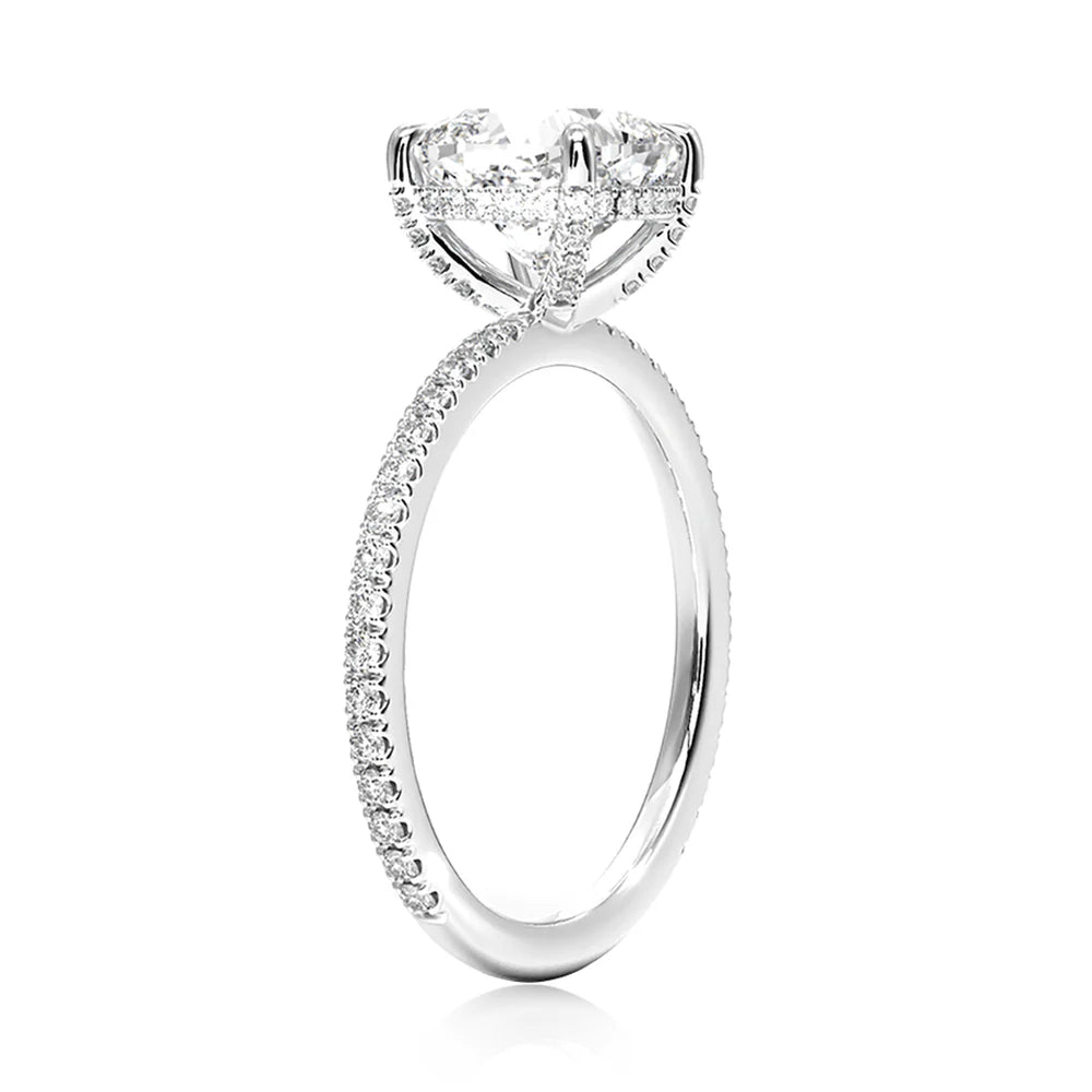 Hidden Halo Cushion Ring for Women