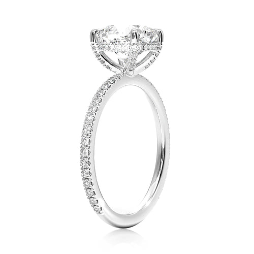 Hidden Halo Cushion Ring for Women