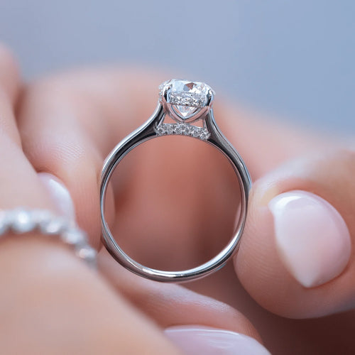 Four-Prong Diamond Ring with Hidden Halo