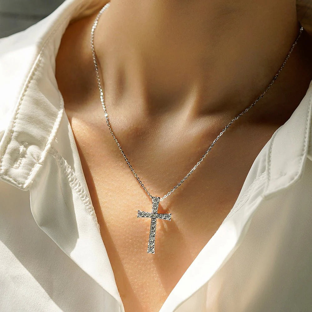 moissanite cross pendant 