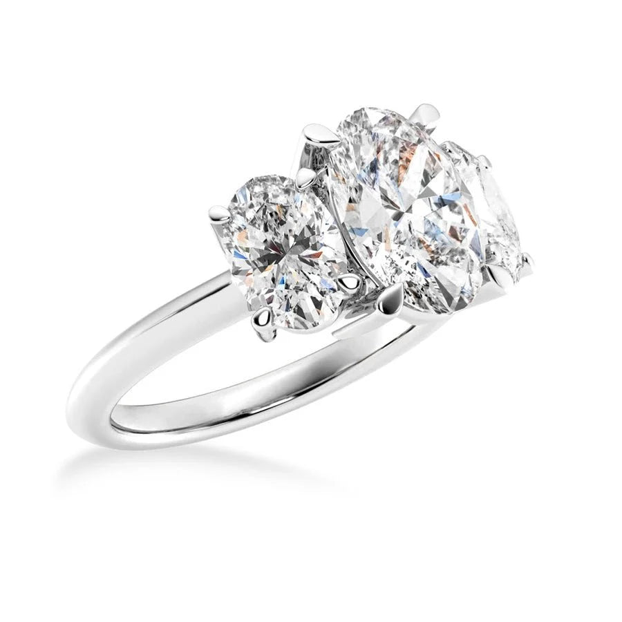 Three Stone Moissanite Ring with Side Stones