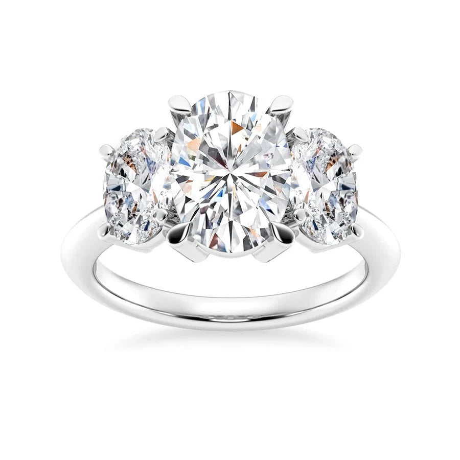 Classic Oval Three Stone Moissanite Engagement Ring