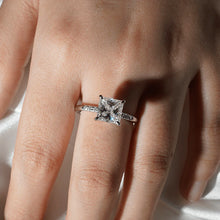 Load image into Gallery viewer, Classic Princess Cut Lab-Grown Diamond Engagement Ring with Hidden Halo – Gold or Platinum