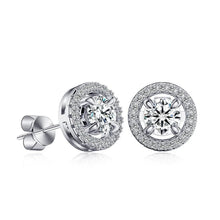 Load image into Gallery viewer, moissanite halo earrings  