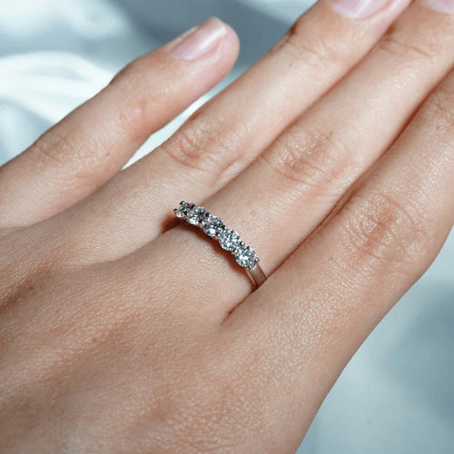 Classic Shared Prong Set Moissanite Ring Wedding Band Stone T.W 2CT- S925 Silver / 10K Gold / 14K Gold / 18K Gold / Platinum