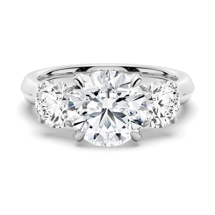 2 Carat Three-Stone Round Moissanite Engagement Ring