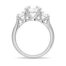 Load image into Gallery viewer, Three-Stone Moissanite Ring Side View