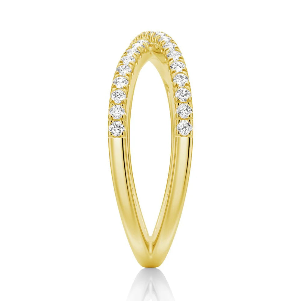 Crossover Moissanite Wedding Band – Elegant Twisted Ring in Silver, Gold, or Platinum