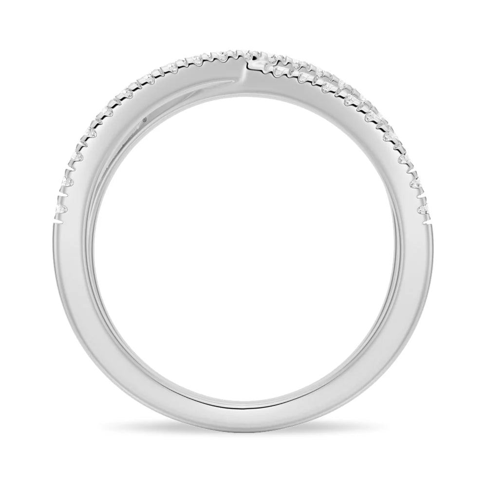 Crossover Moissanite Wedding Band – Elegant Twisted Ring in Silver, Gold, or Platinum
