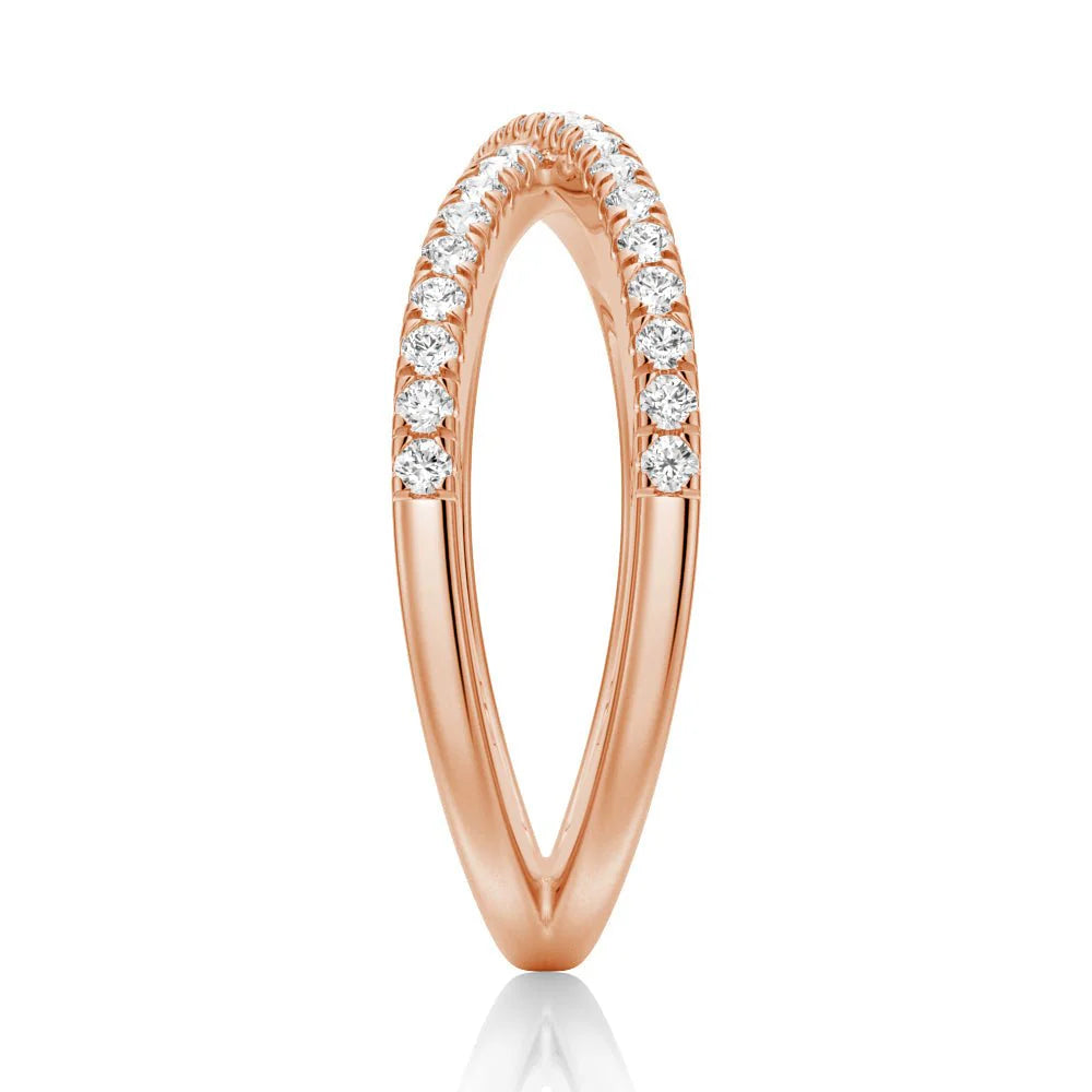 Crossover Moissanite Wedding Band – Elegant Twisted Ring in Silver, Gold, or Platinum