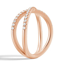 Load image into Gallery viewer, Crossover Moissanite Wedding Band – Elegant Twisted Ring in Silver, Gold, or Platinum