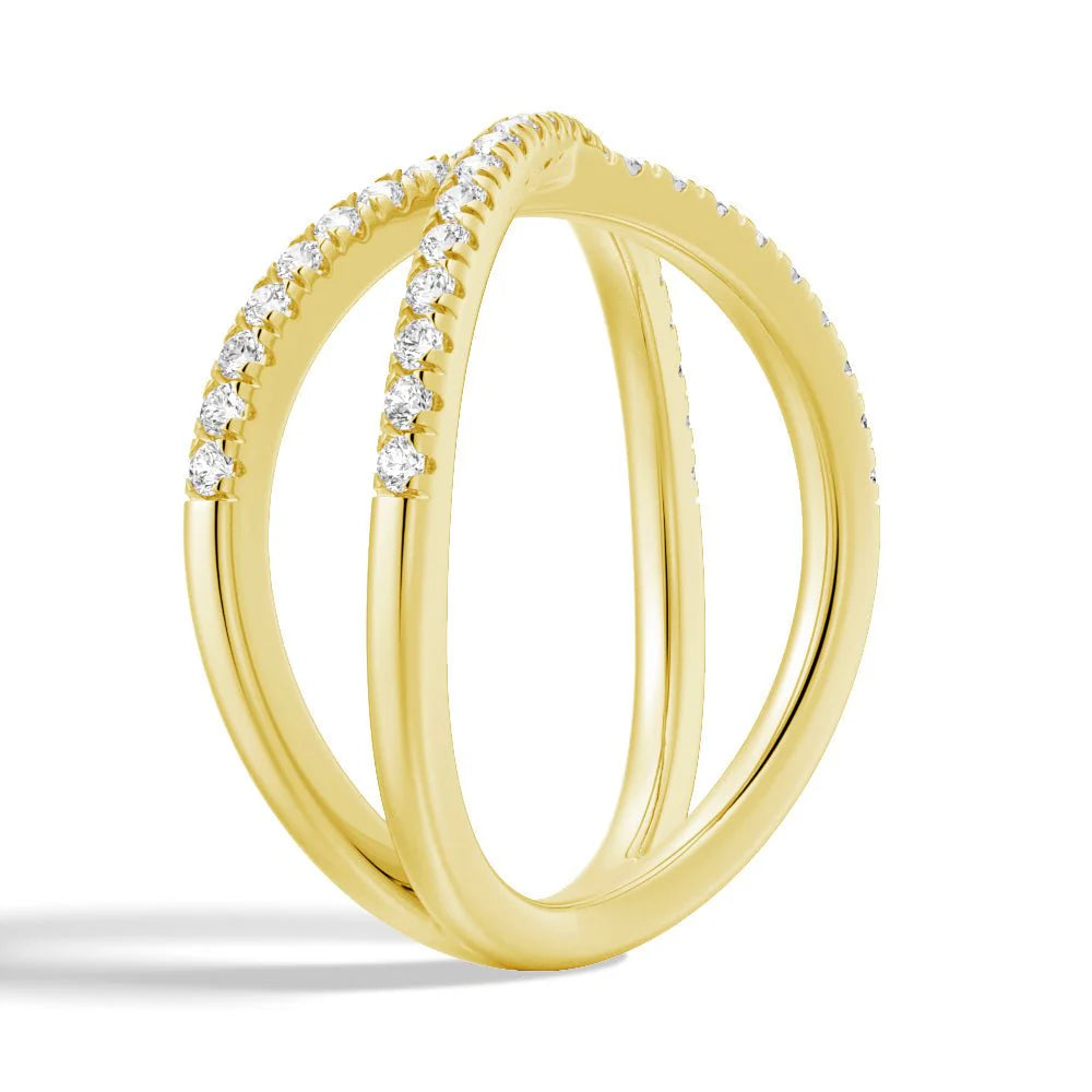 Crossover Moissanite Wedding Band – Elegant Twisted Ring in Silver, Gold, or Platinum