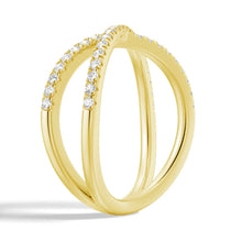 Load image into Gallery viewer, Crossover Moissanite Wedding Band – Elegant Twisted Ring in Silver, Gold, or Platinum