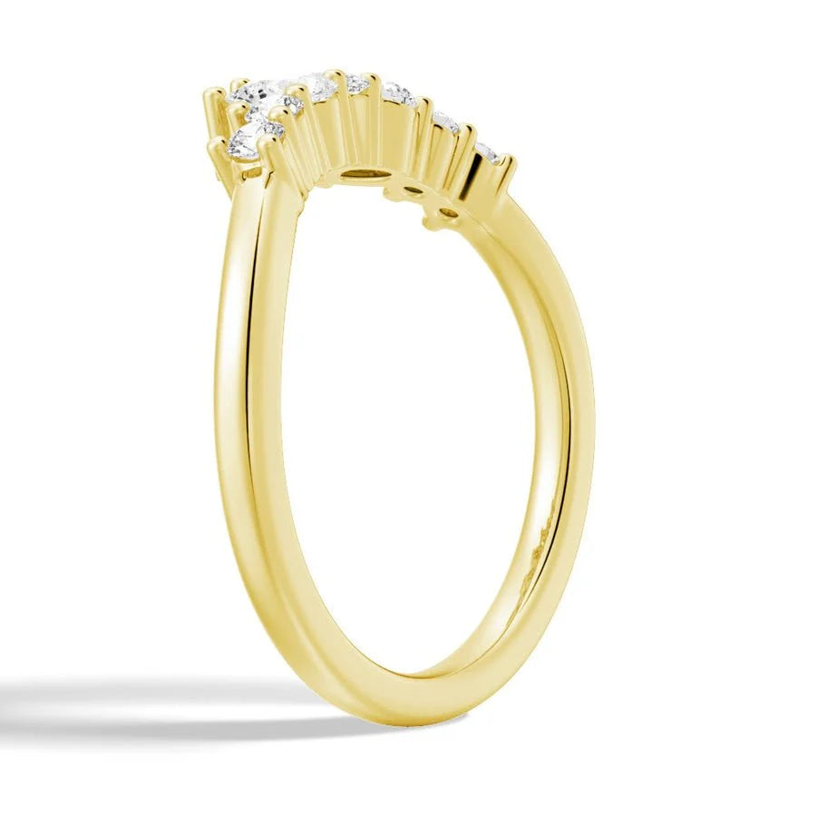 Crown Style 7-Stone Pear and Round Moissanite Wedding Band – Elegant Half Eternity Ring