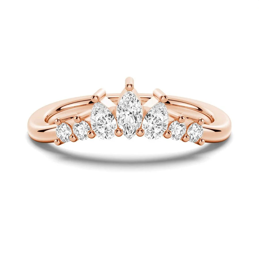 Half Eternity Ring with Pear and Round Cuts