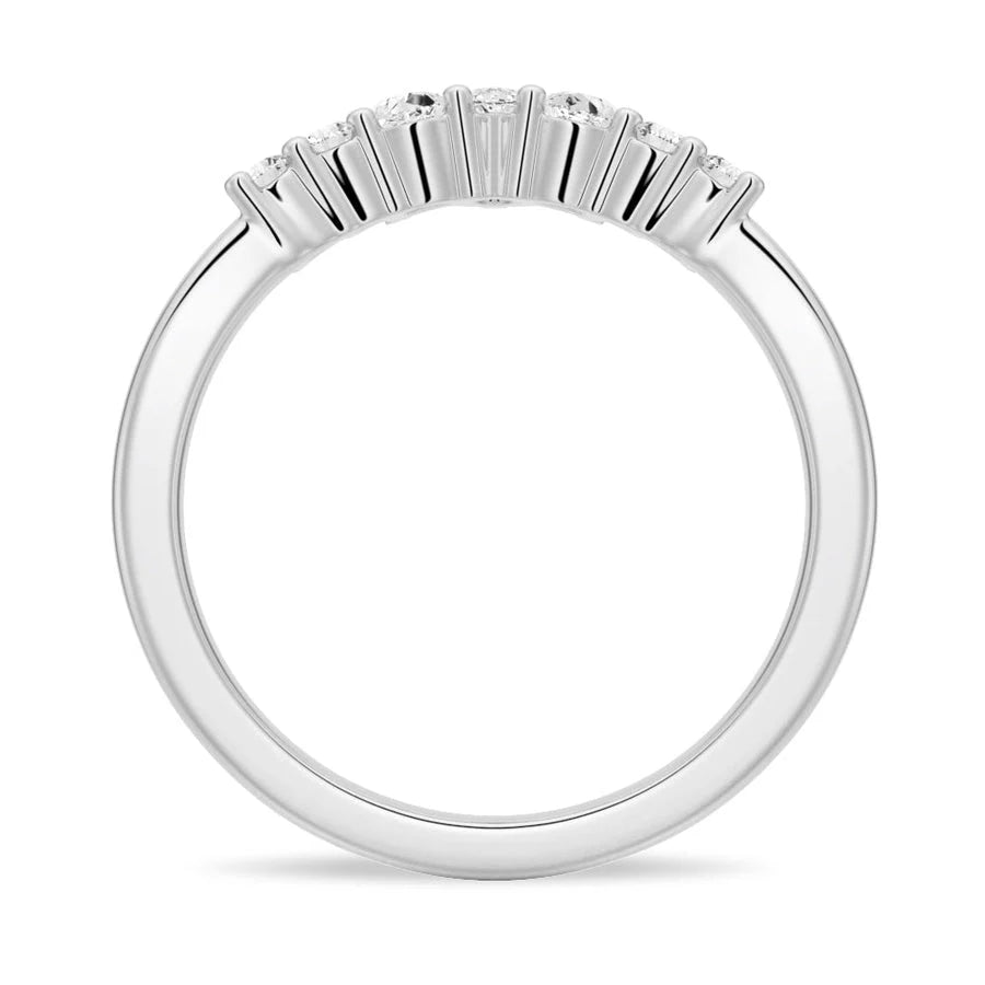 Pear and Round 7-Stone Moissanite Ring Stackable