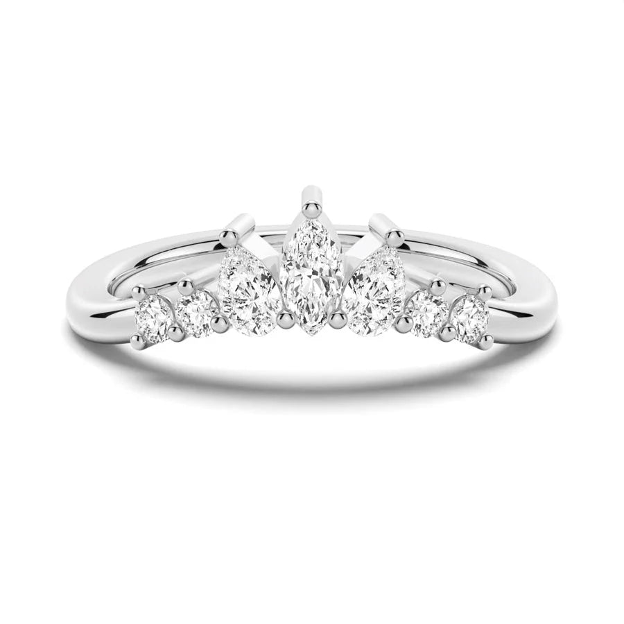 Crown Style Moissanite Wedding Band with 7 Stones