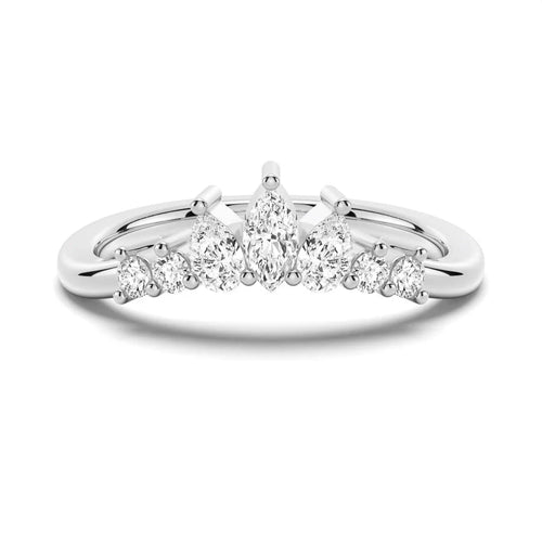 Crown Style Moissanite Wedding Band with 7 Stones