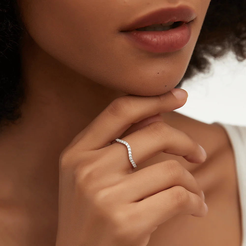 Petite Pave French Moissanite Wedding Band
