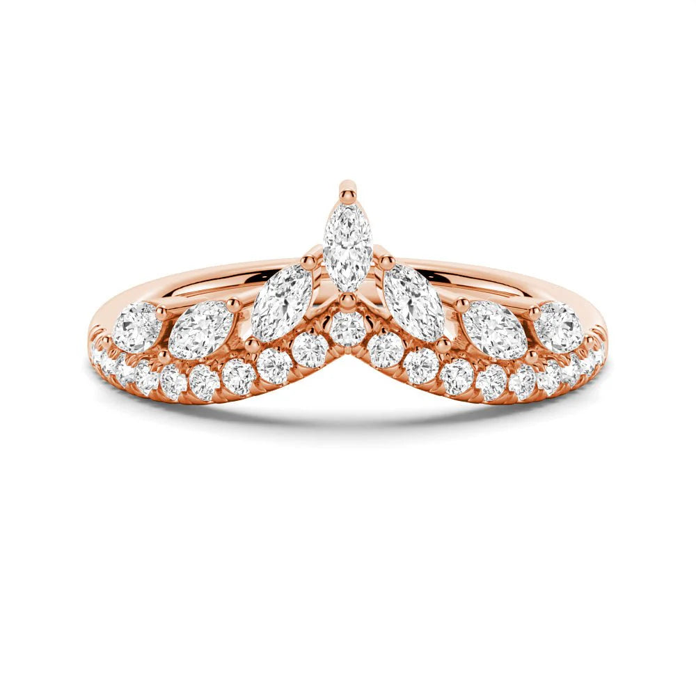 Curved Band with Marquise and Round Cuts