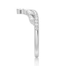 Load image into Gallery viewer, Curved Crown Marquise and Round Moissanite Wedding Band – Regal V-Shaped Eternity Ring