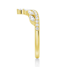 Load image into Gallery viewer, Curved Crown Marquise and Round Moissanite Wedding Band – Regal V-Shaped Eternity Ring